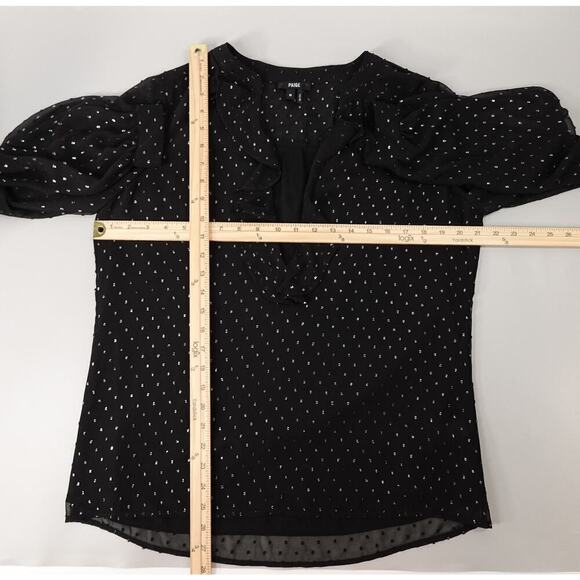 Paige Chiffon Blouse Womens Medium Black Metallic Spot Wimsigoth Corporate Goth - Picture 13 of 16